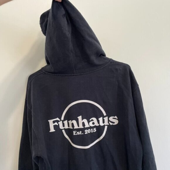 ROOSTER TEETH FUNHAUS Mens Navy Blue Double Sided Full Zip Hoodie Sweatshirt M - Picture 12 of 15